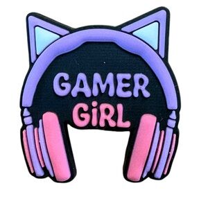 Gamer Girl Kitty Headset / Headphones Croc Charm